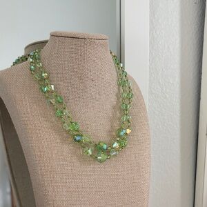 Pretty Double Strand Green AB Crystal Necklace
